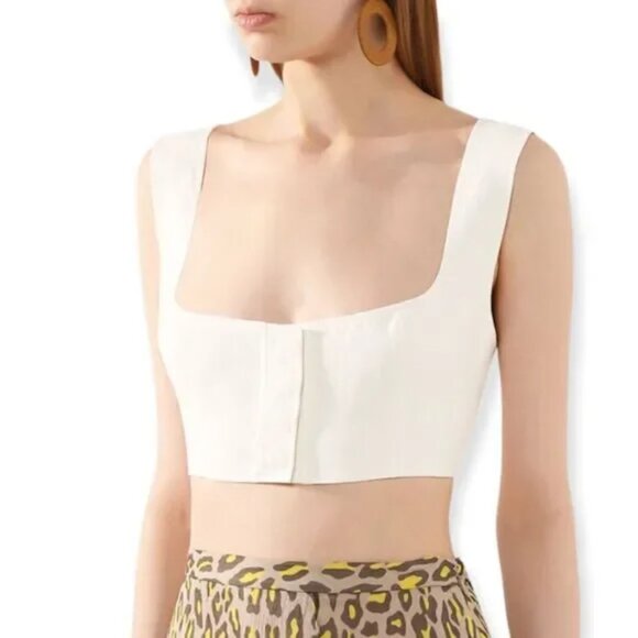 NEW LE KASHA jirja linen crop top bralette in Cream/Off White - Picture 1 of 16